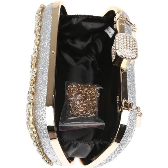 Womens Sparkly Rhinestone Crystal Clutch Bag Glitter Sequin Bridal Purse - Picture 6 of 6